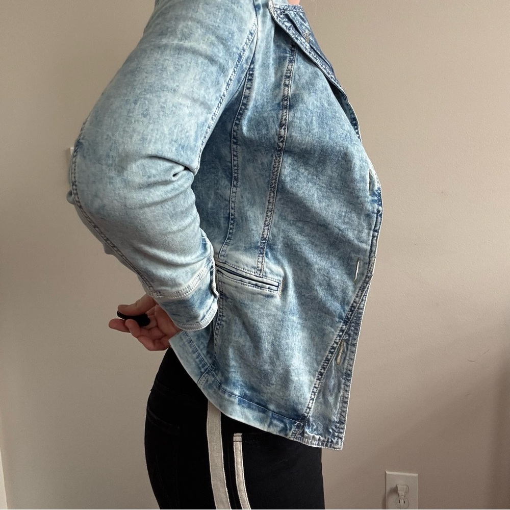 Elisa Cavaletti Patchwork Jean Jacket w/ Detail Stitching & Stone Wash Design - Picture 8 of 15